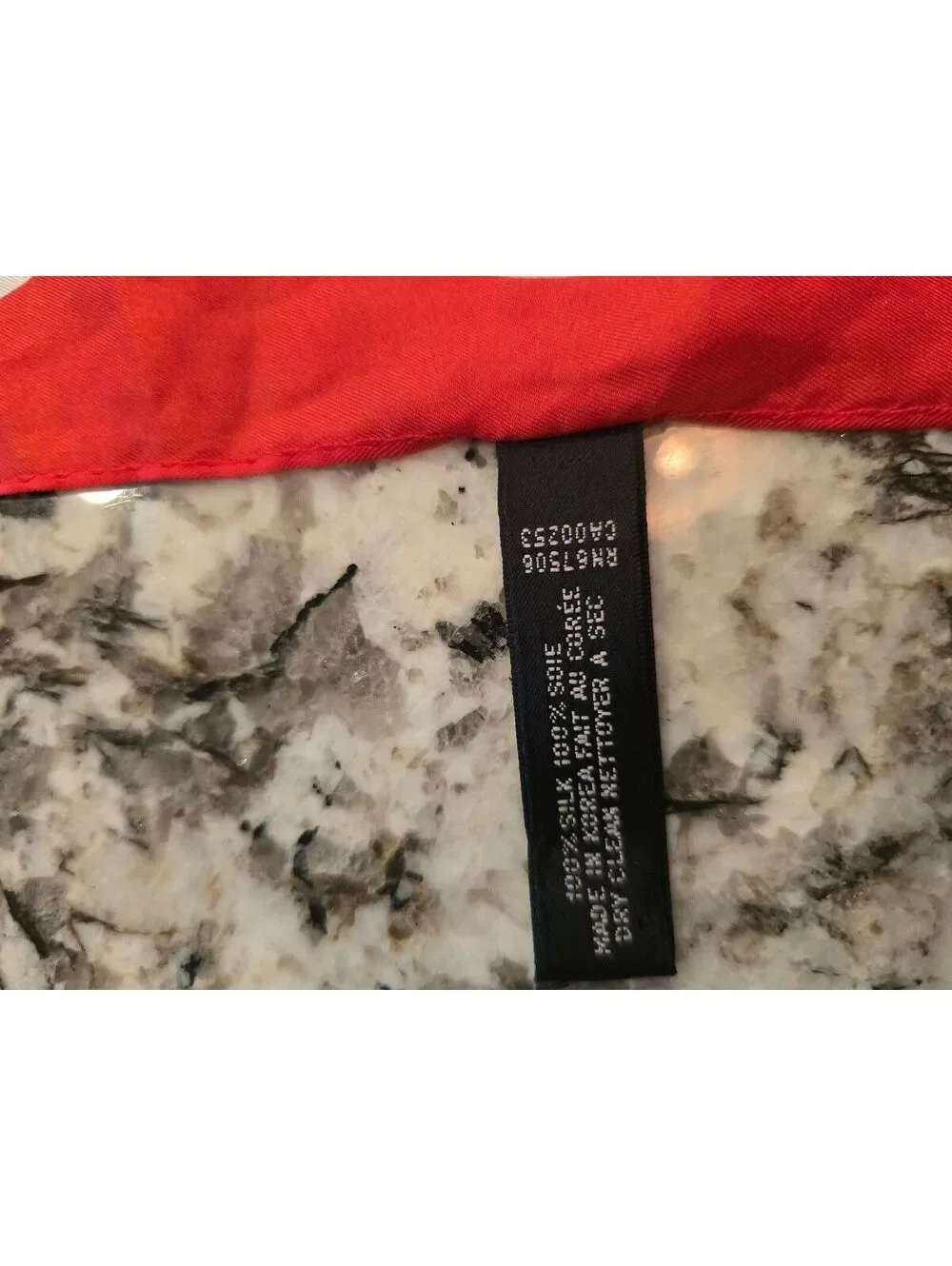 Vintage Ellen Tracy Red White Hibiscus Floral 100% Silk Square Scarf